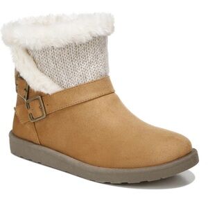Life Stride Tan casual Ankle snow winters Boots with Cream Accents size 7